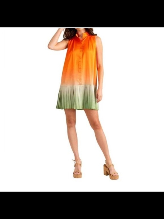 Alden Dresses & Skirts - New Alden Adair Orange-to-Green Ombre Sleeveless Pleated-Hem Dress